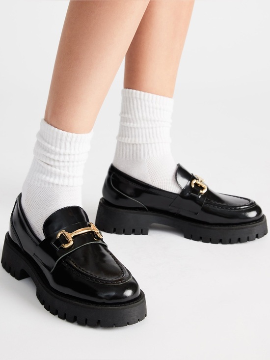 Steve Madden Shoes - Steve Madden Lando Black Leather Platform Loafer in Black